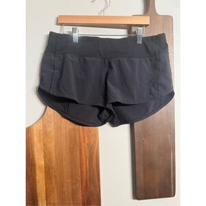 LuluLemon Black Speed Zip Pocket Run Performance Athletic Shorts Black Size 6